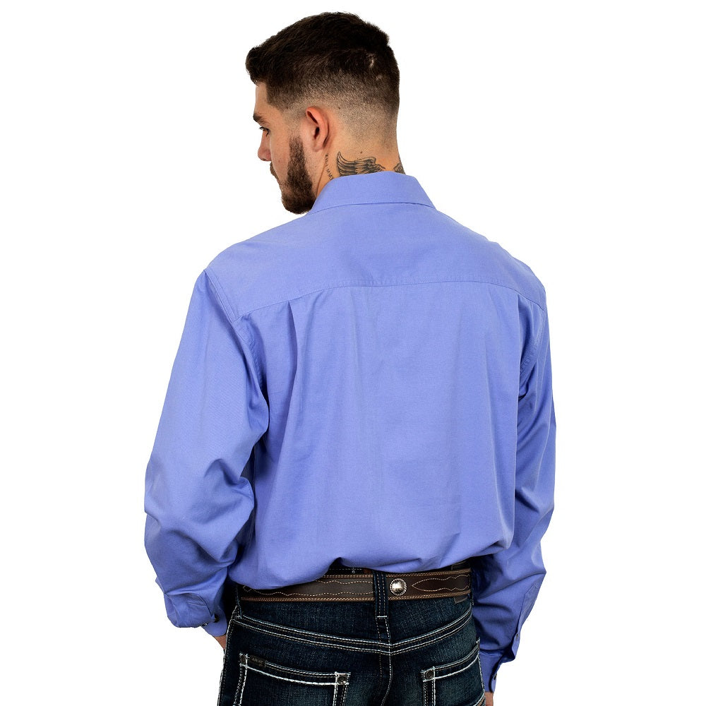 Just Country Mens Cameron Workshirt | Half Button | Periwinkle