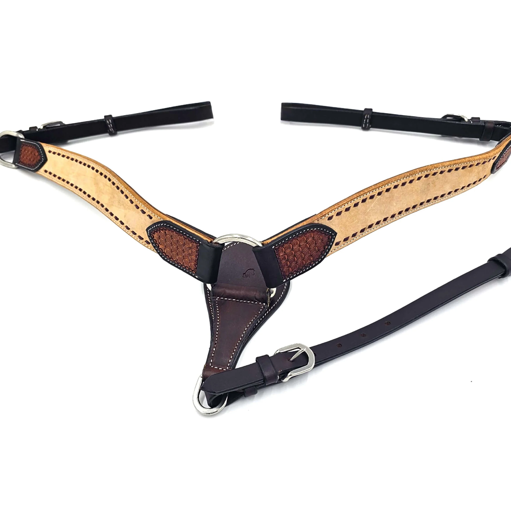 Toprail Equine Breastplate | Buckstitch| Harness Leather | Brown