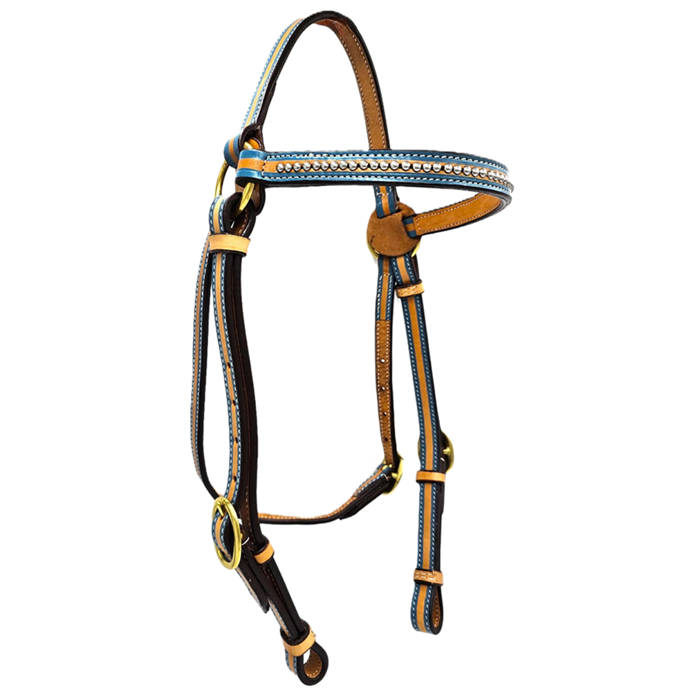 Toprail Equine Barcoo Bridle | Turquoise Outline | Studded