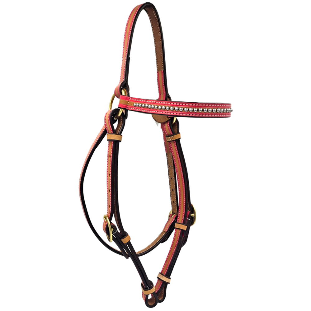 Toprail Equine Barcoo Bridle | Pink Outline | Studded