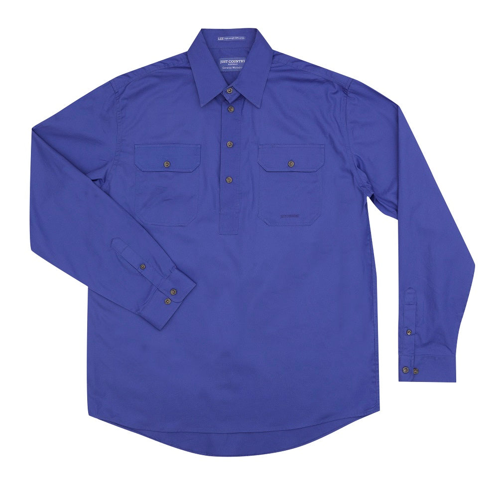 Just Country Mens Cameron Shirt | Half Button | Blue