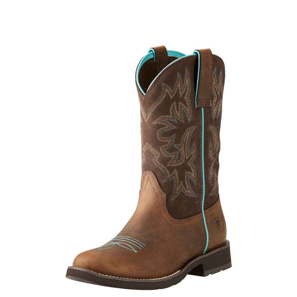 Ariat Womens Western Boots | Delilah Round Toe | Distressed Brown / Fudge Brown