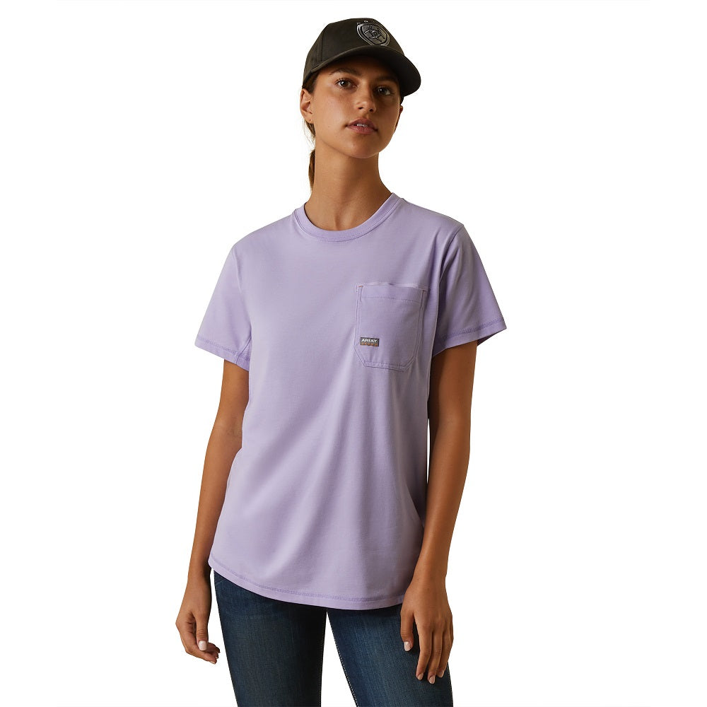 Ariat Womens T-Shirt | Rebar Workman Logo | Lavender