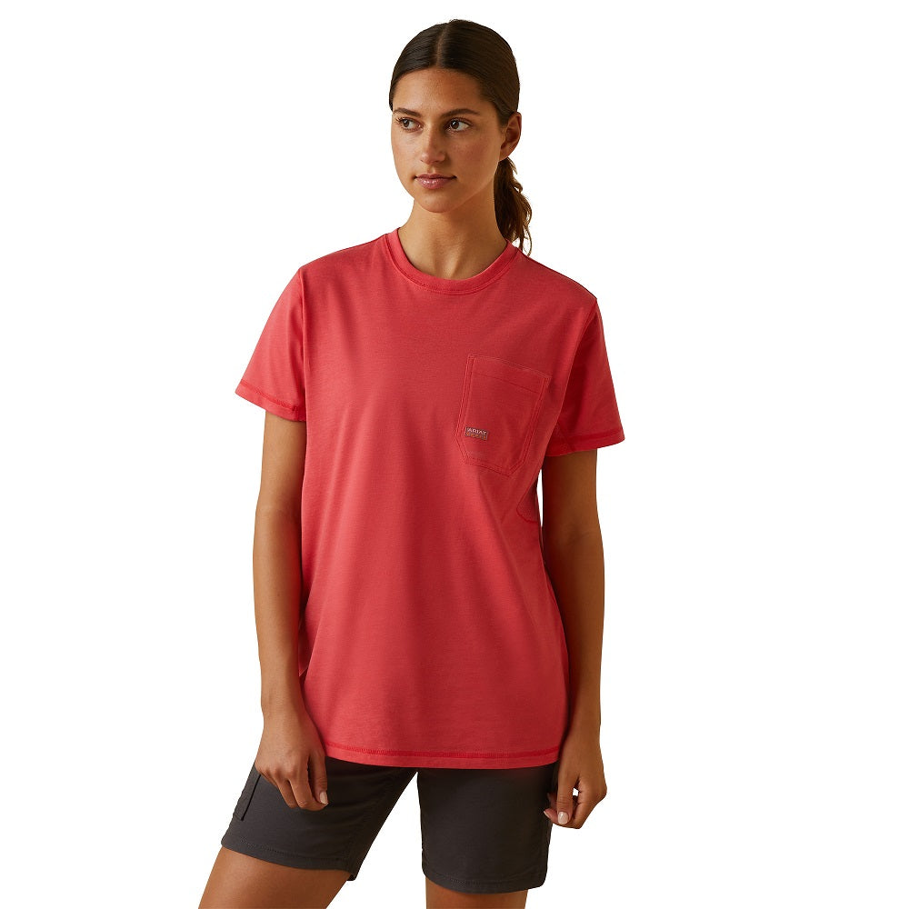 Ariat Womens T-Shirt | Rebar Workman Logo | Teaberry