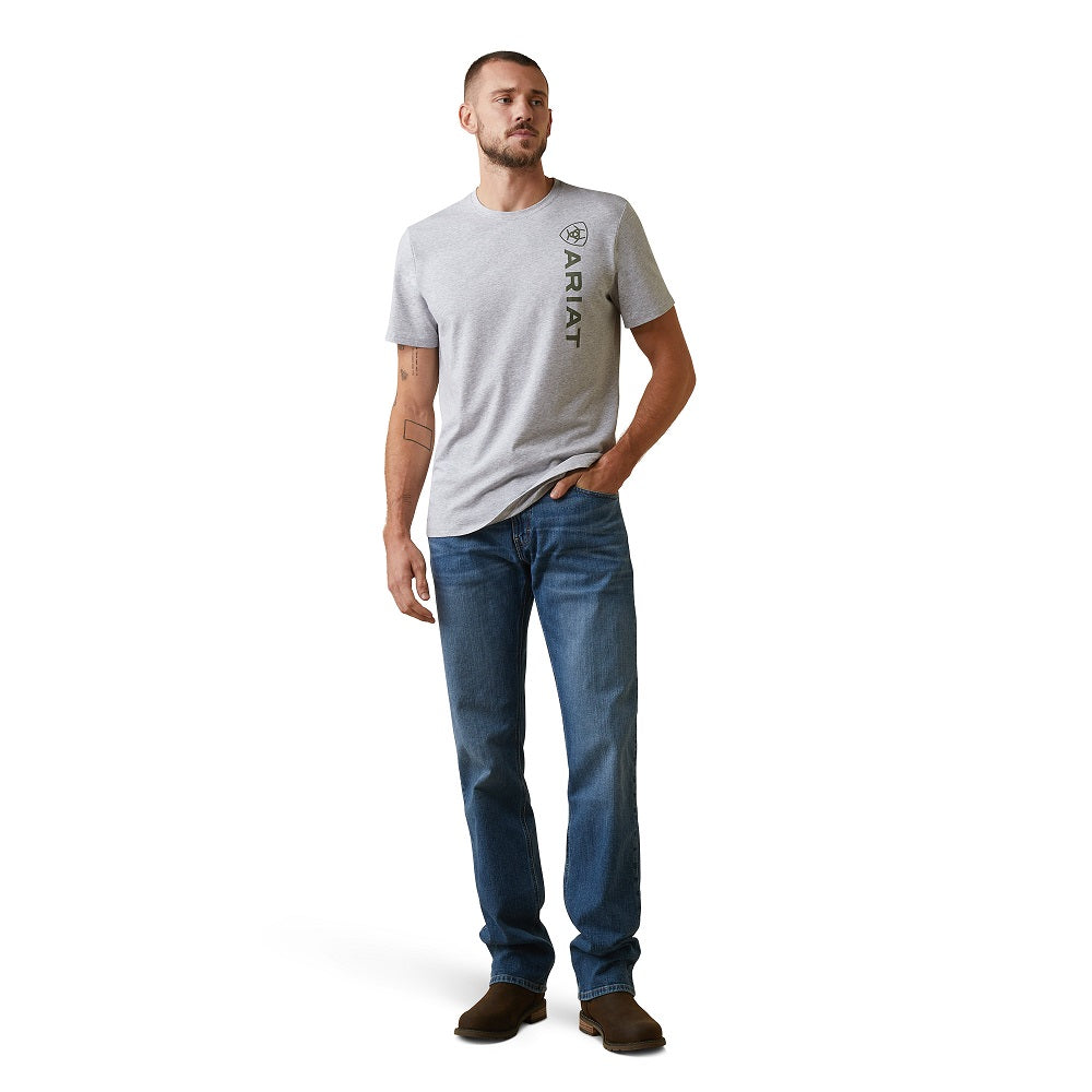 Ariat Mens T-Shirt | Vertical Logo | Heather Grey