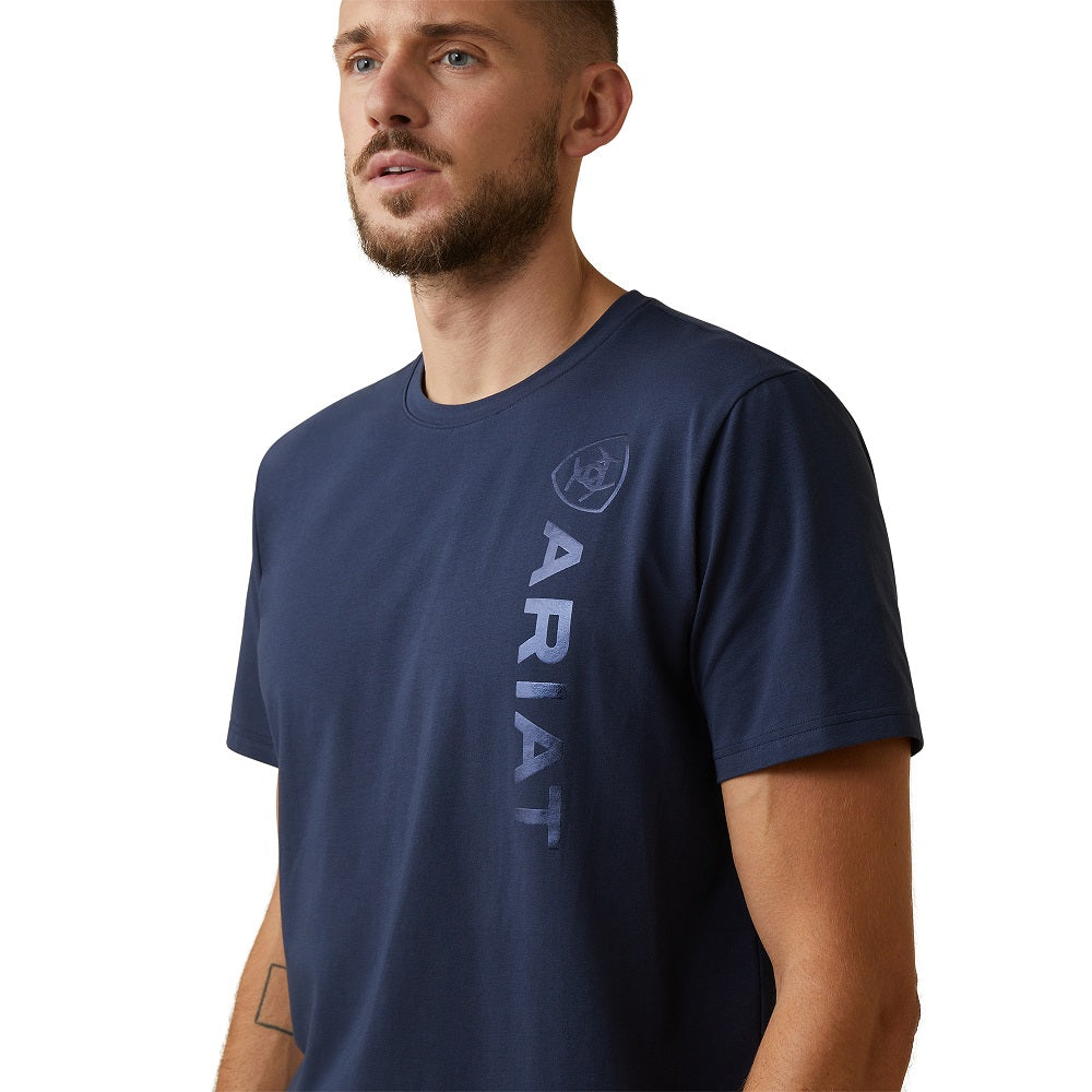 Ariat Mens T-Shirt | Vertical Logo | Navy