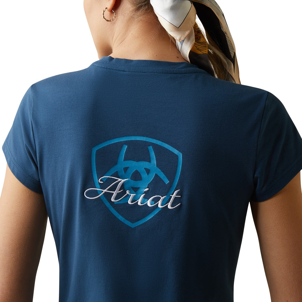 Ariat Womens T-Shirt | Logo Script | Deep Petroleum