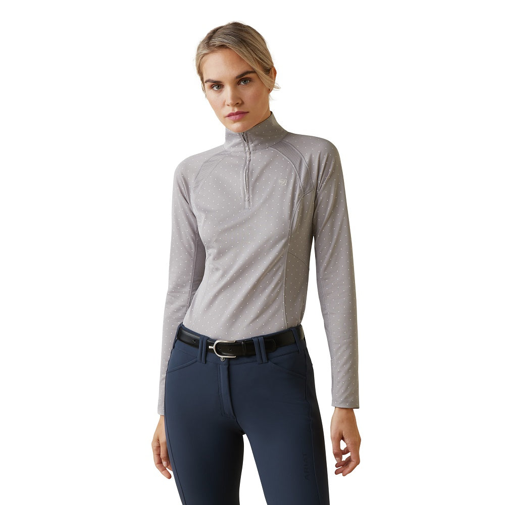 Ariat Womens Shirt | Sunstopper 2.0 1/4 Zip | Silver Sconce Dot