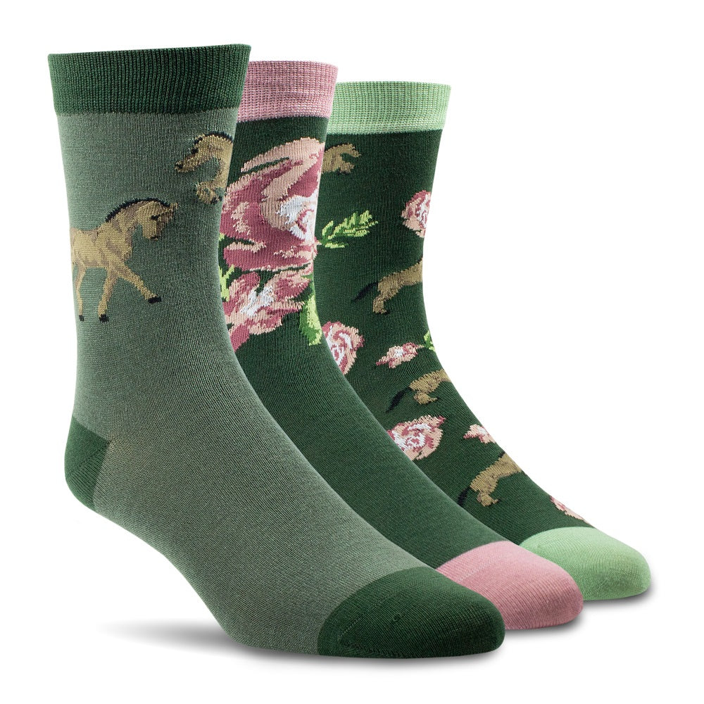 Ariat Womens Charm Crew Socks | Floral Horse