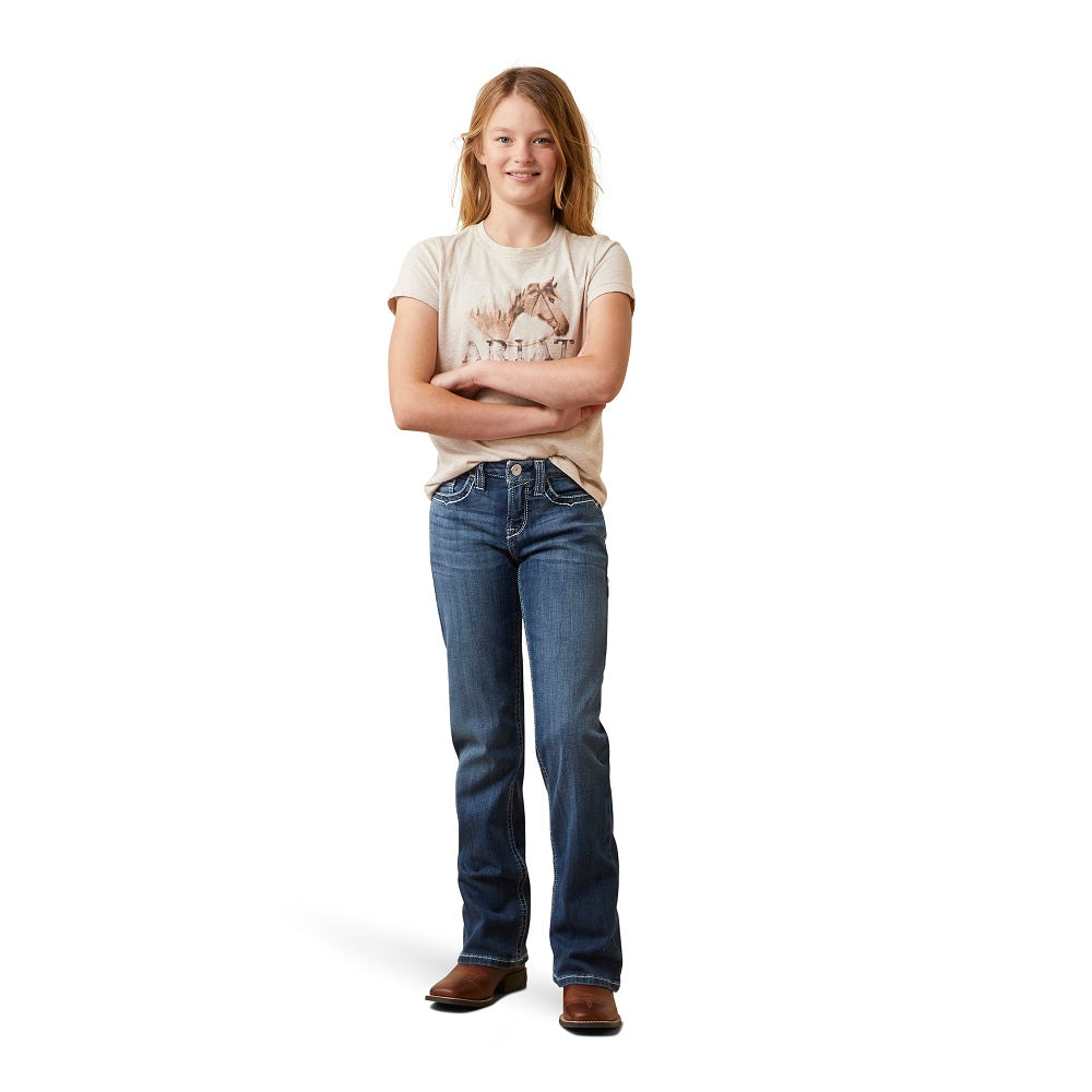 Ariat Girls T-Shirt | Caballo | Oatmeal Heather