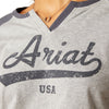 Ariat Womens T-Shirt | Split Neck Baseball | Heather Grey