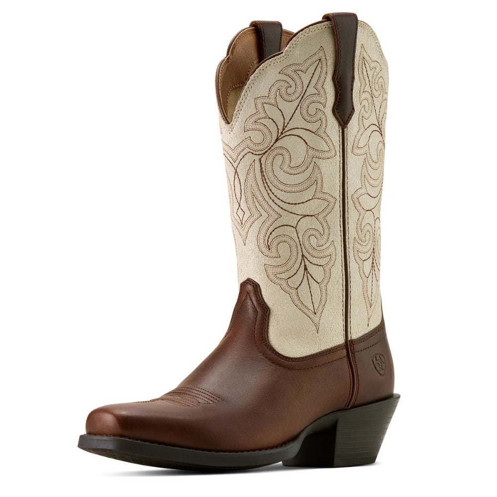 ARIAT WOMENS WESTERN BOOTS | ROUND UP SQUARE TOE | VINTAGE CARAMEL/DISTRESSED IVORY