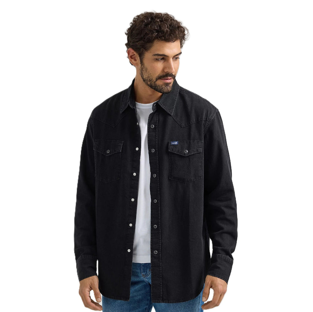 Wrangler Mens Denim Shirt | Classic Fit | Black