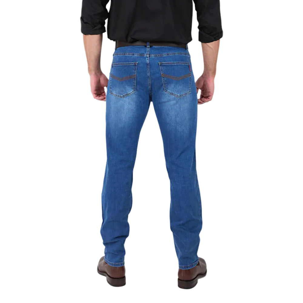 Ringers Western Mens Jeans | Burke Tapered 32 Leg | Mid Blue