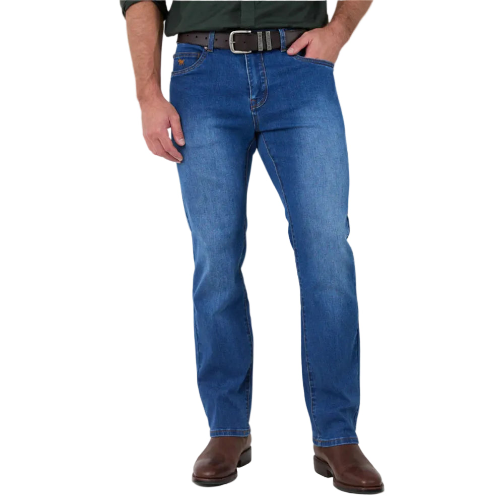 Ringers Western Mens Jeans | Mitchel Straight 32 Leg | Mid Blue