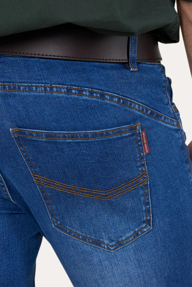 Ringers Western Mens Jeans | Mitchel Straight 32 Leg | Mid Blue