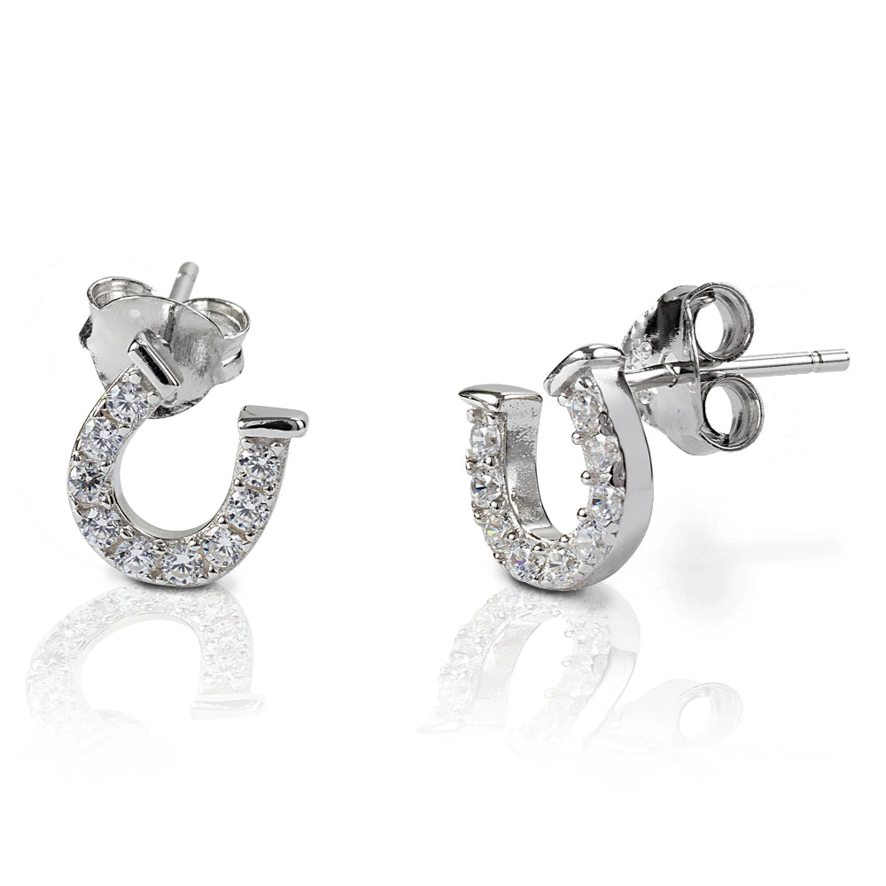 Kelly Herd Jewellry | Clear Horseshoe Earrings | Sterling Silver