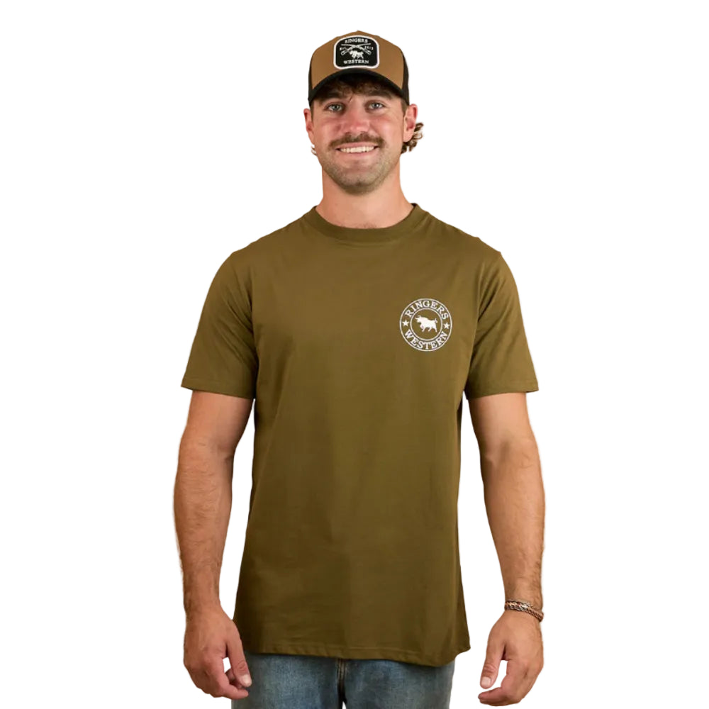 Ringers Western Mens Signature Bull T-Shirt | Classic Fit | Military Green