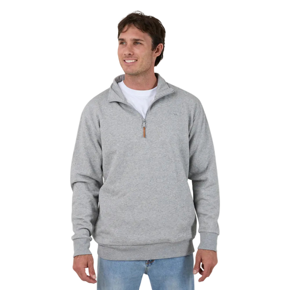 Ringers Western Mens 1/4 Zip Crew | Strand | Grey Marle