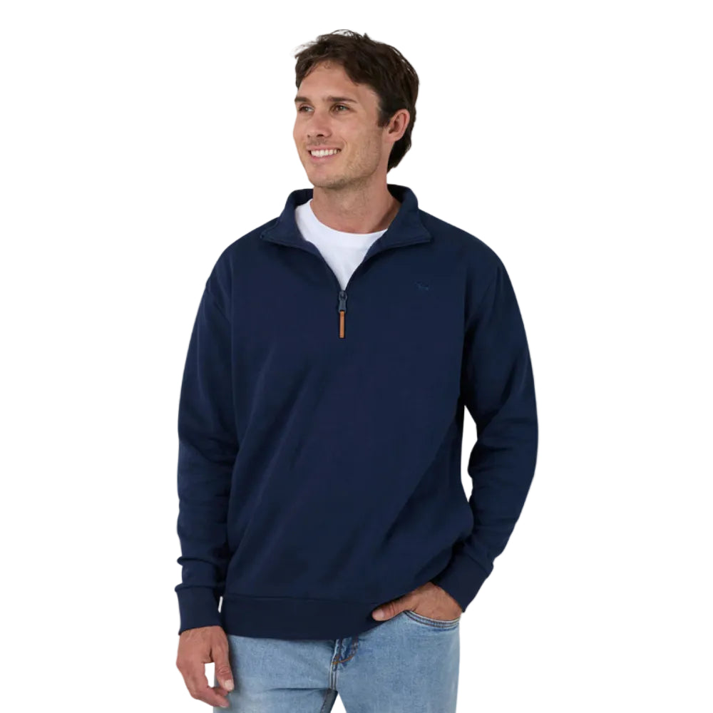 Ringers Western Mens 1/4 Zip Crew | Strand | Navy