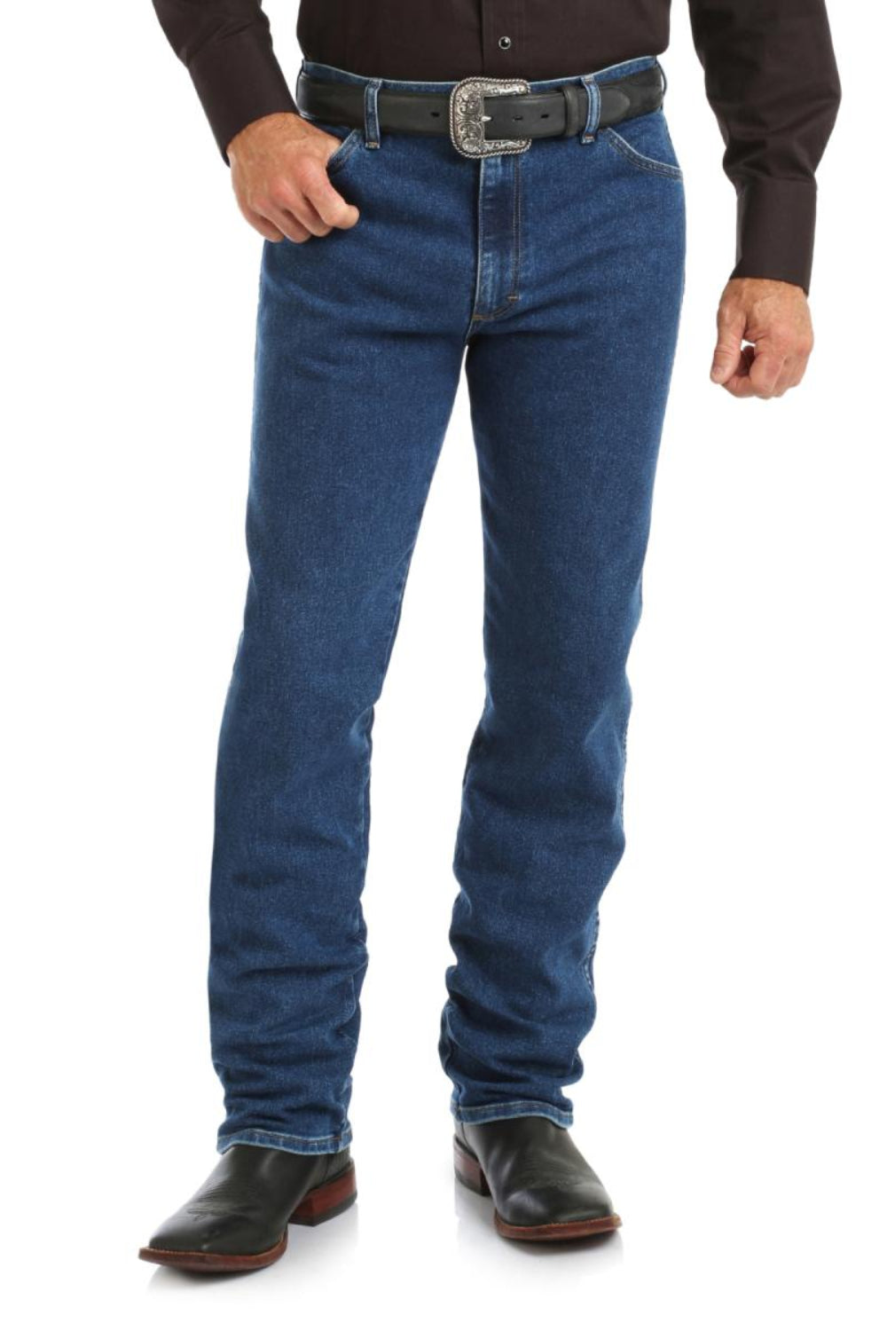 Wrangler Mens Jeans | Cowboy Cut Original Active Flex | Stone Wash | 34 Leg