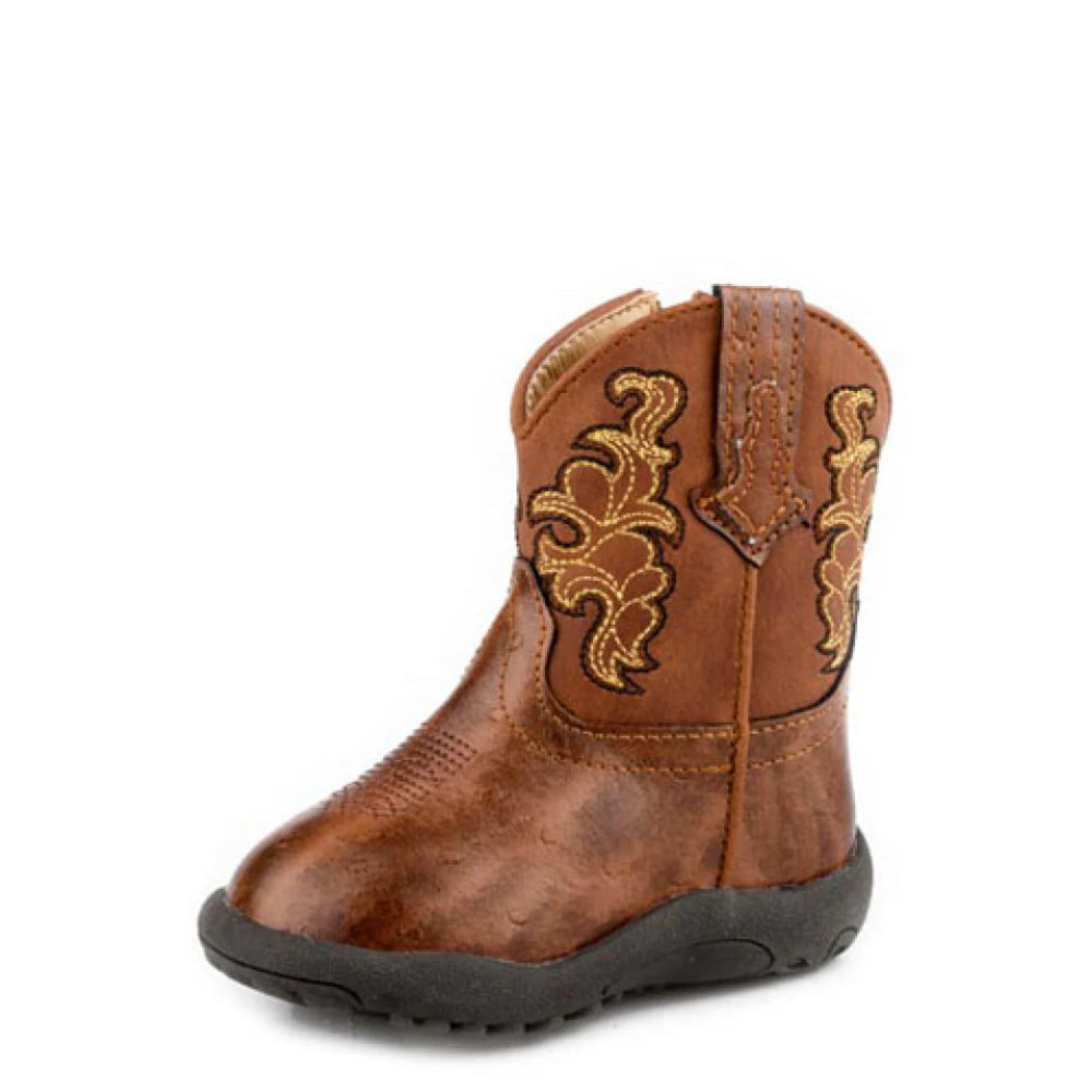 Roper Infant Boots | Quills | Cognac Ostrich Print