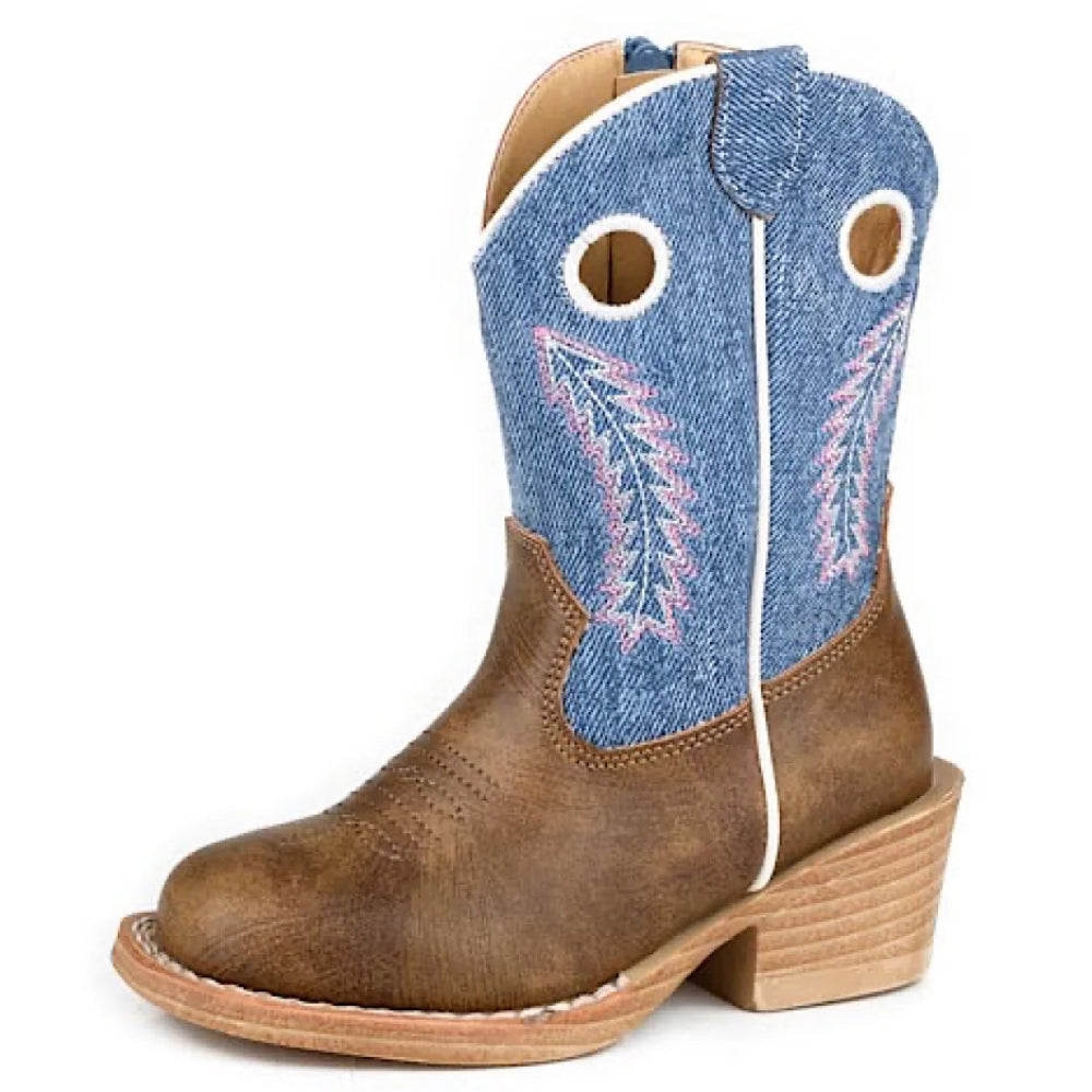 Roper Toddlers Boots | Willow | Brown / Blue Denim