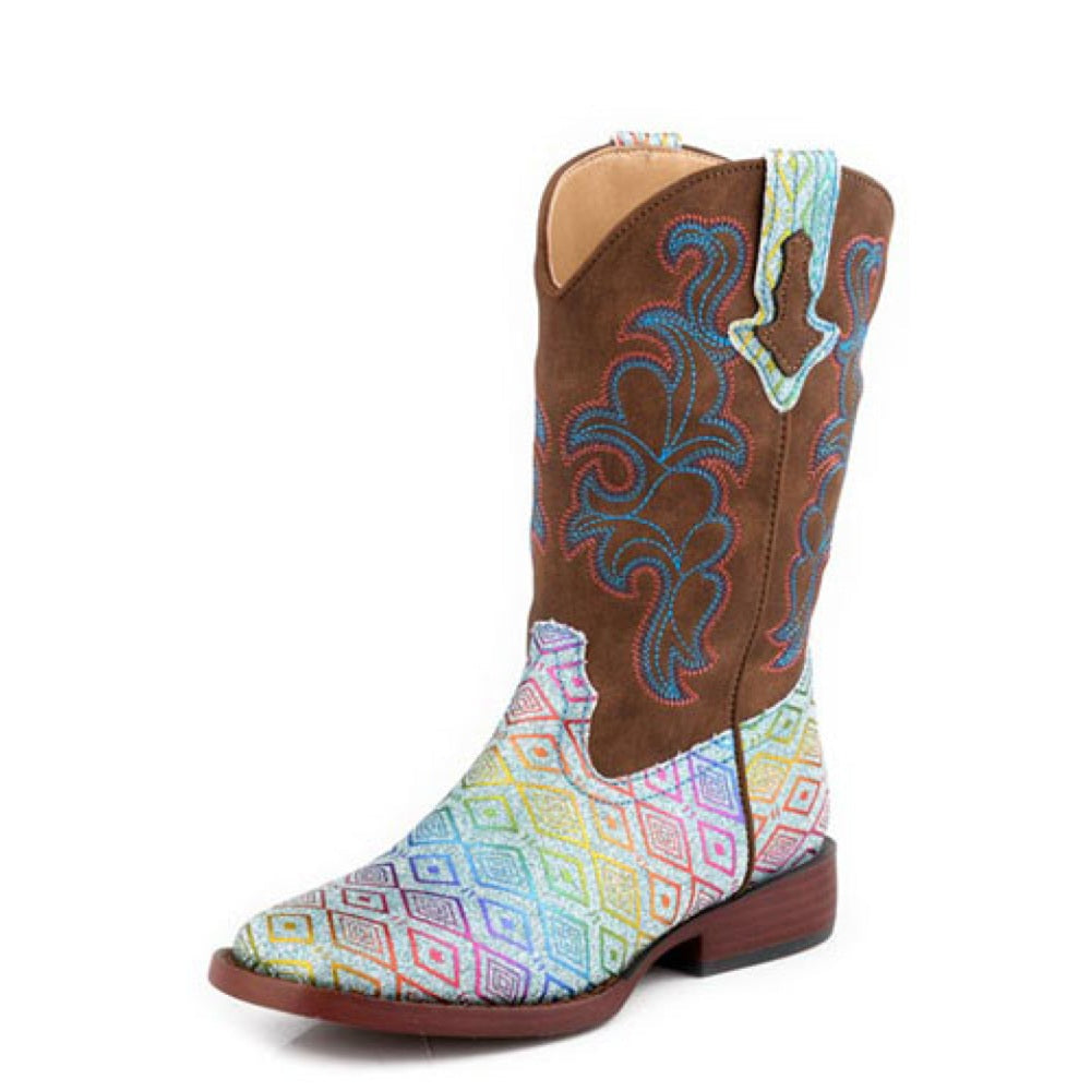 Roper Kids Boots | Maya | Blue Aztec Glitter / Brown