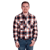 Just Country Mens Evan Workshirt | Full Button Flannel | Navy / White / Rust