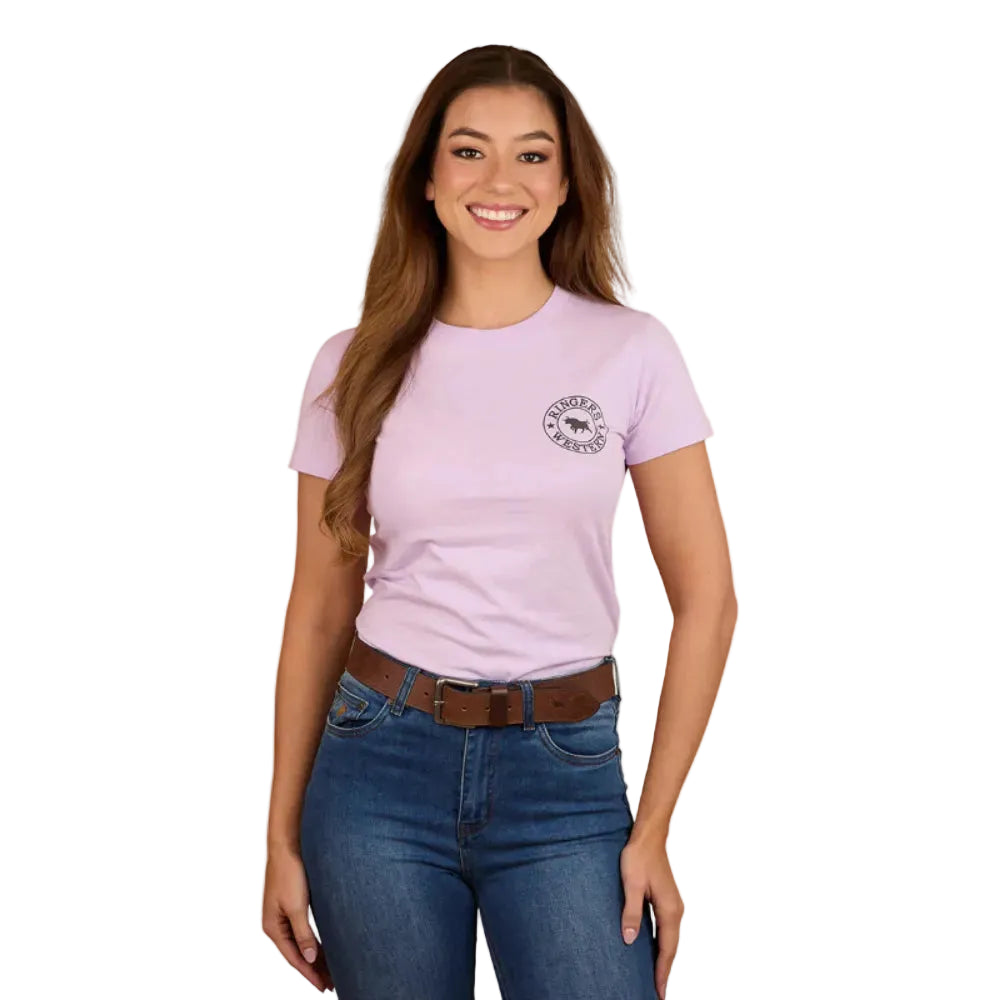 Ringers Western Womens Signature Bull T-Shirt | Classic Fit | Lilac / Charcoal