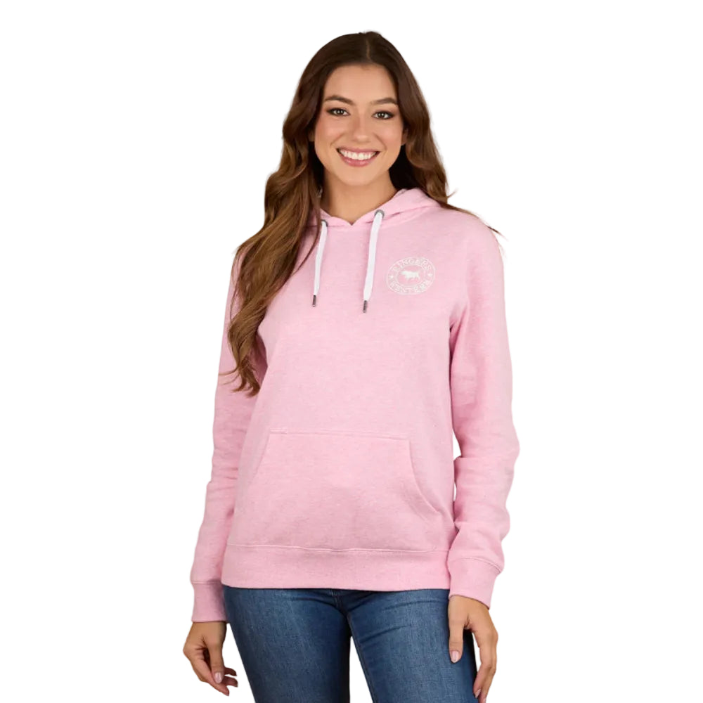 Ringers Wetsern Womens Hoodie | Signature Bull | Pink Marle