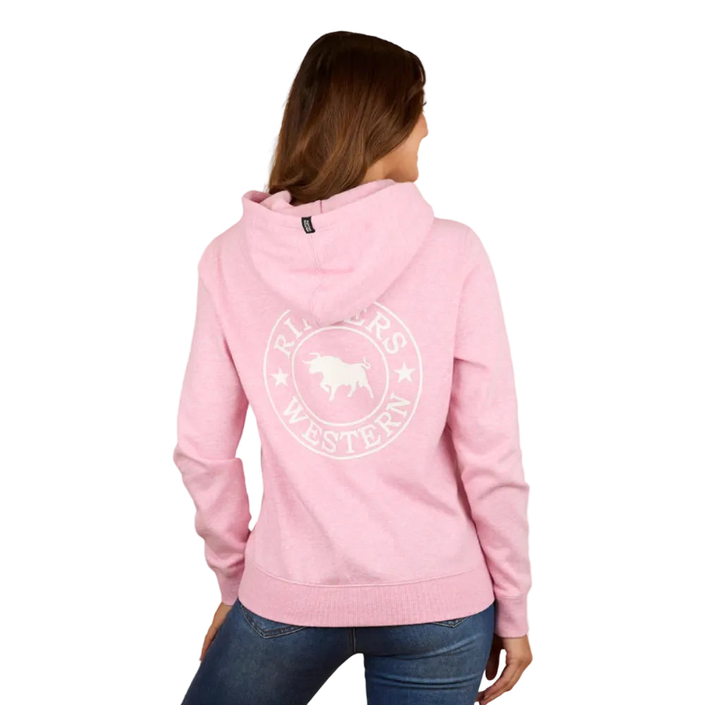 Ringers Wetsern Womens Hoodie | Signature Bull | Pink Marle