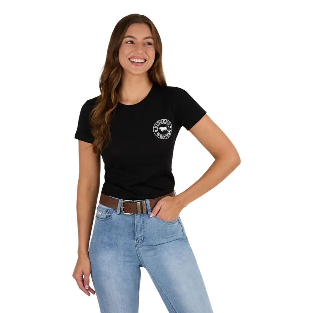 Ringers Western Womens GEC Signature Bull T-Shirt | Classic Fit | Black / White