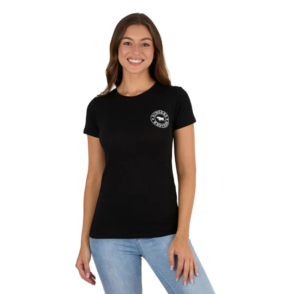 Ringers Western Womens GEC Signature Bull T-Shirt | Classic Fit | Black / White
