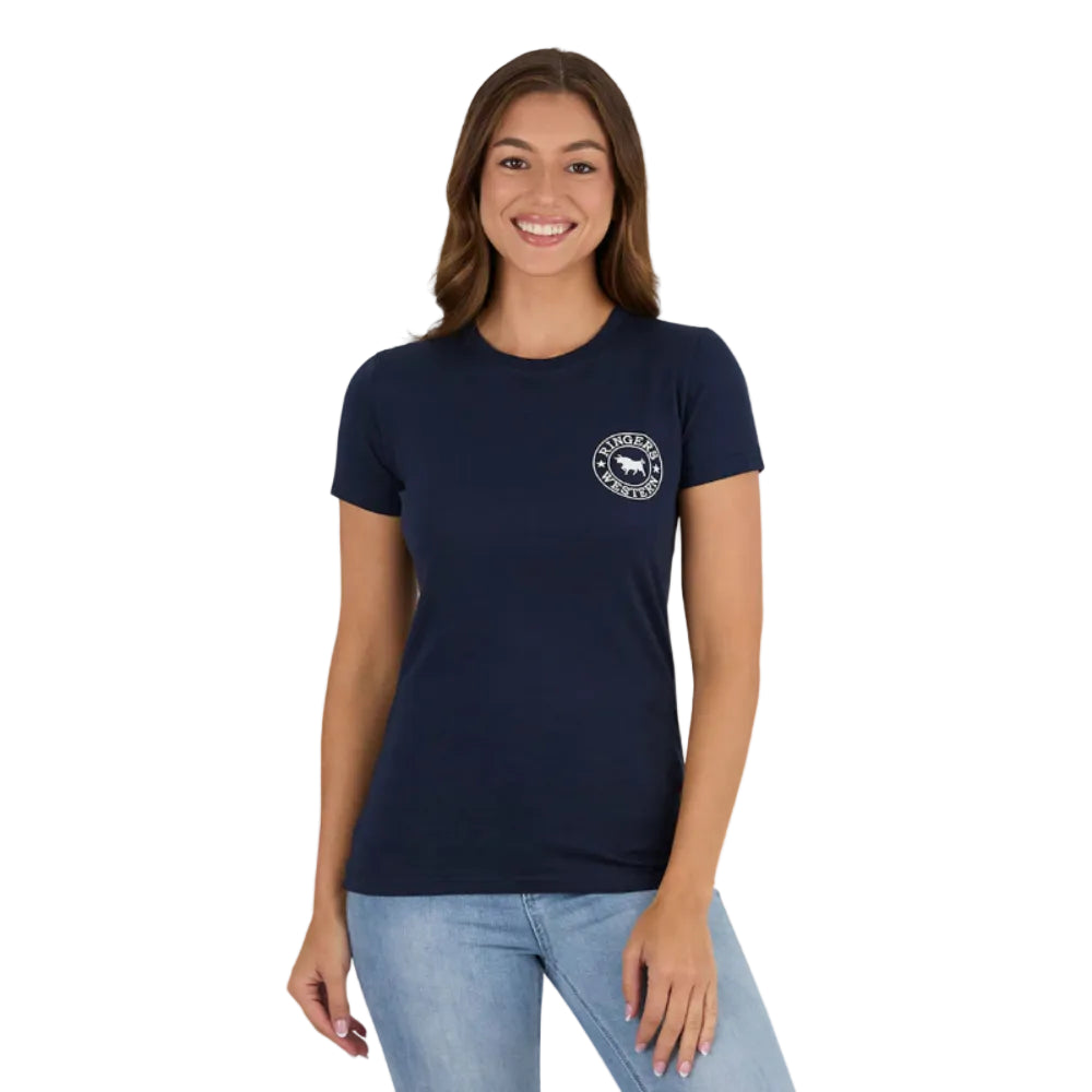 Ringers Western Womens GEC Signature Bull T-Shirt | Classic Fit | Navy / White
