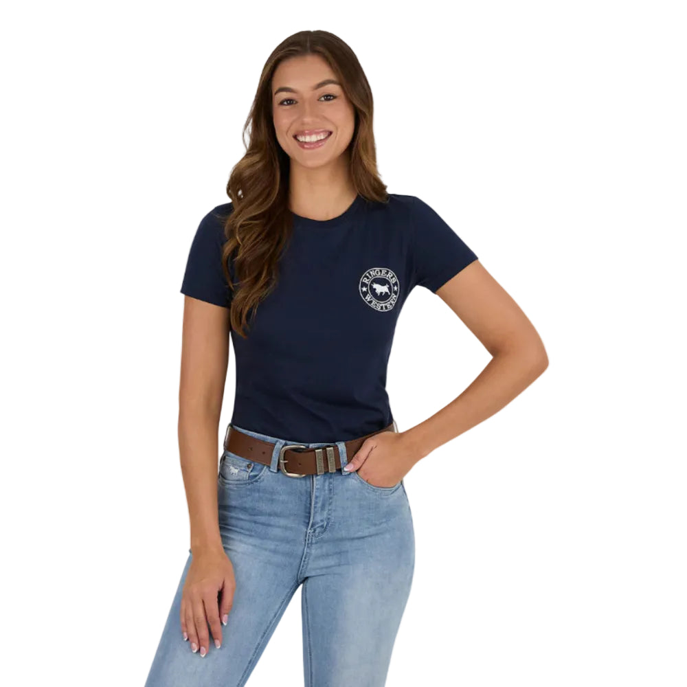 Ringers Western Womens GEC Signature Bull T-Shirt | Classic Fit | Navy / White
