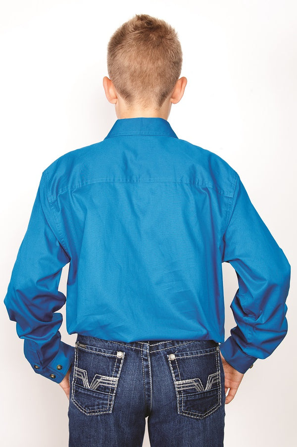 Just Country Boys Lachlan Shirt | Half Button | Blue Jewel - Hiscocks
