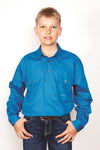 Just Country Boys Lachlan Shirt | Half Button | Blue Jewel