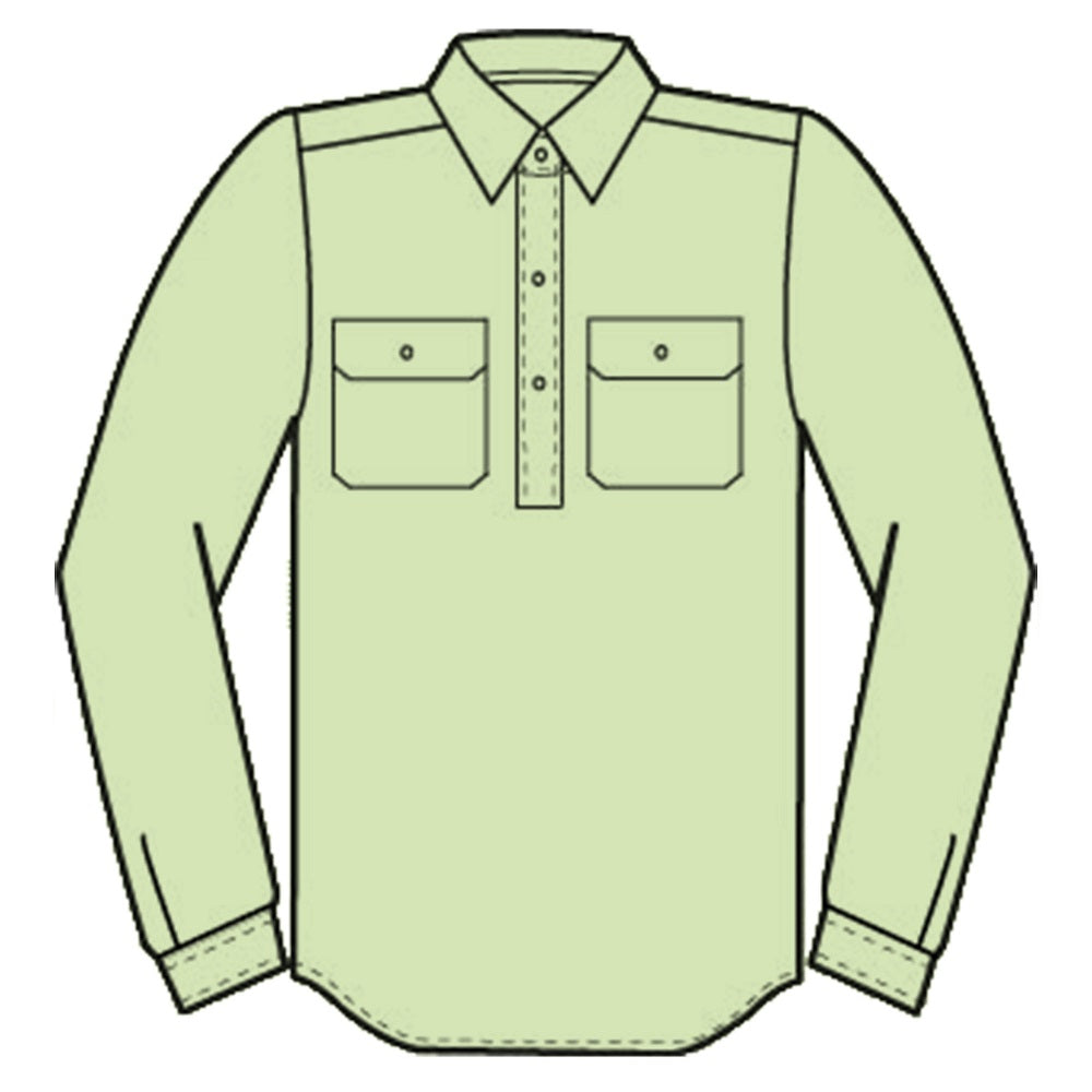 Just Country Boys Lachlan Workshirt | Half Button | Sage