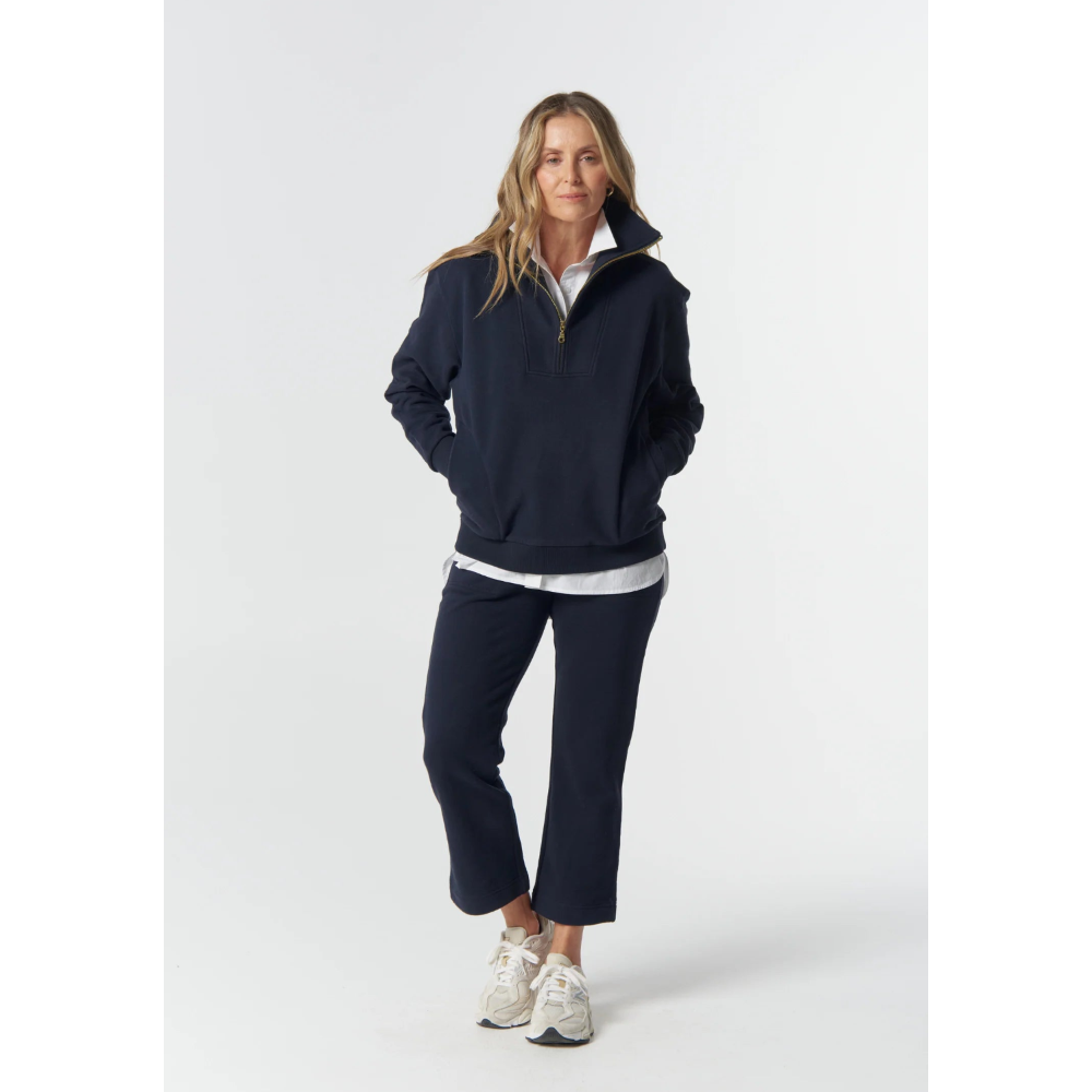 Goondiwindi Cotton Sweater | Rugged Half Zip Cotton | Dark Navy