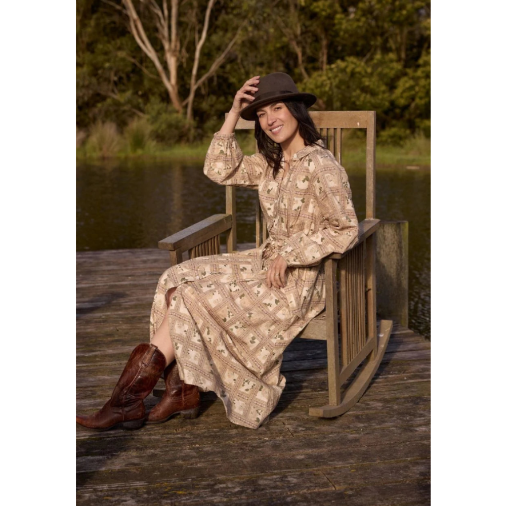 Goondiwindi Cotton Dress | Homestead Belted Linen Cotton Blend | Texas Print