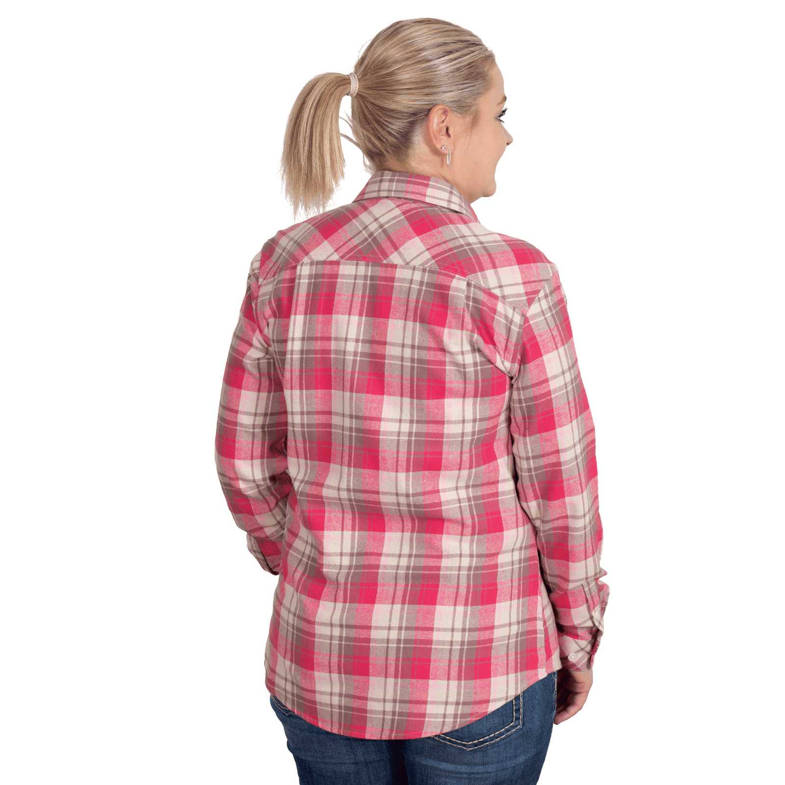 Just Country Womens Brooke Workshirt | Full Button Flannel | Pink / Chocolate / Stone