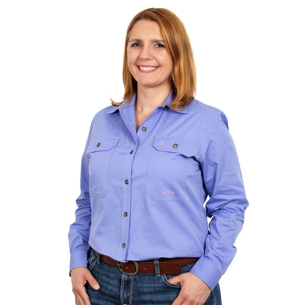 Just Country Womens Brooke Workshirt | Full Button | Periwinkle