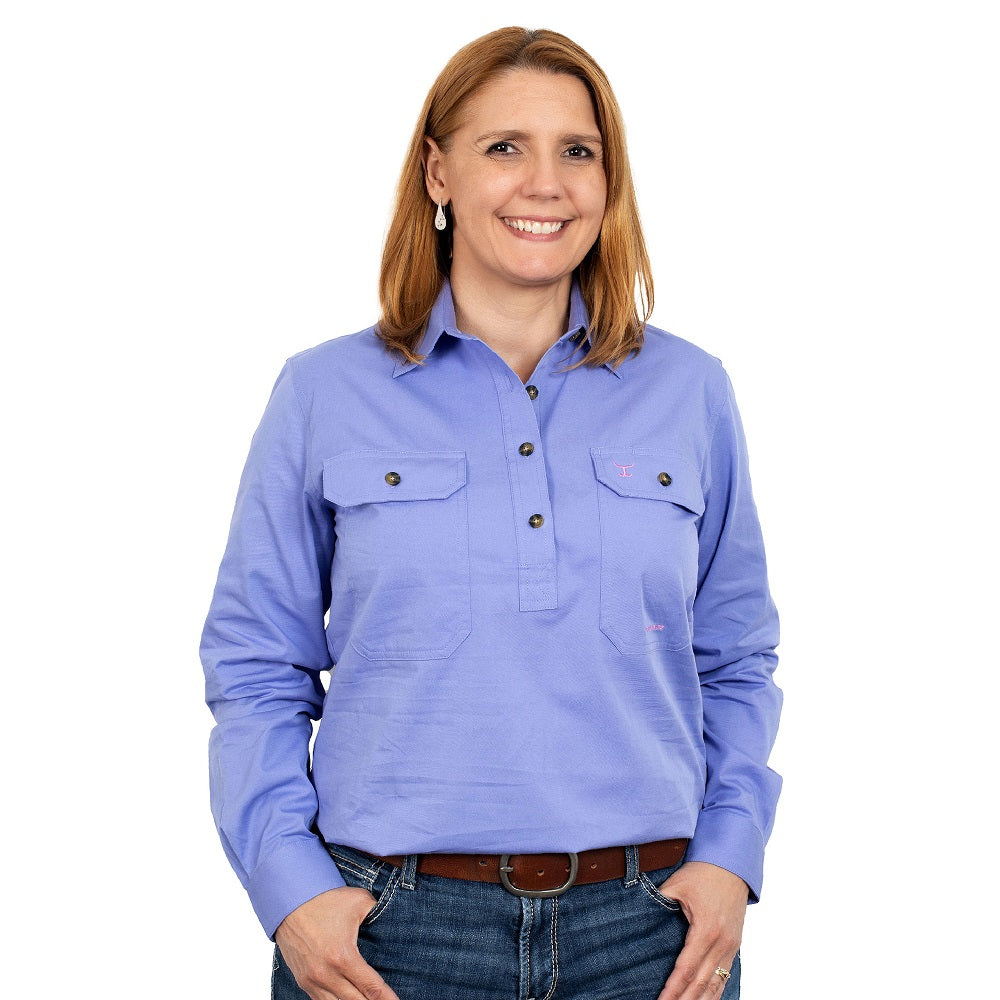 Just Country Womens Jahna Shirt | Half Button | Periwinkle