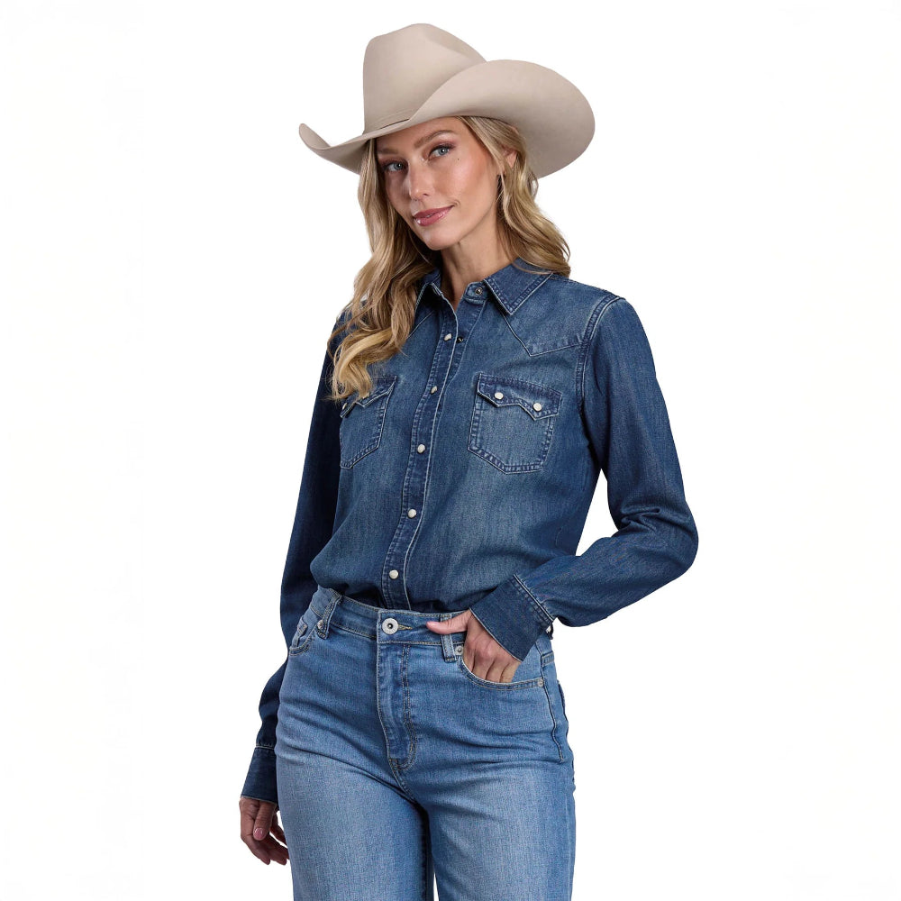 STETSON WOMENS SHIRT | SOLID BLUE