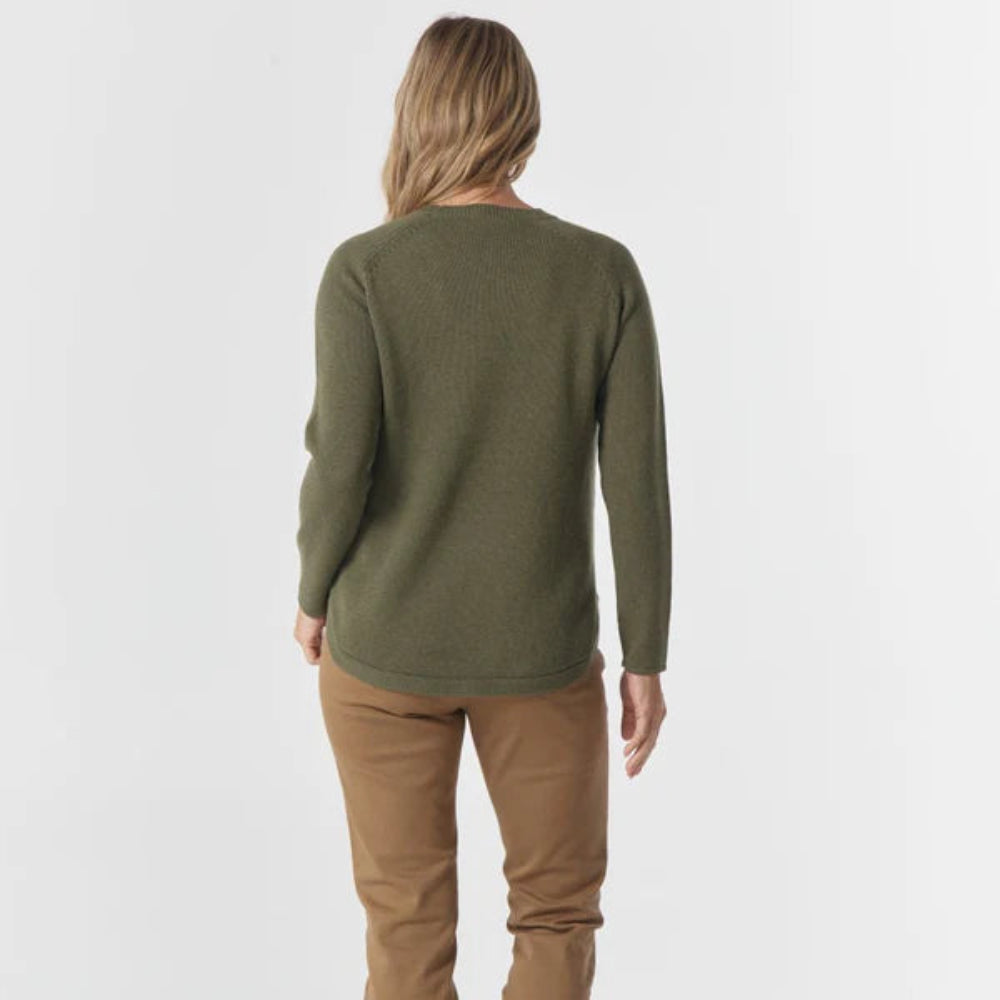 Goondiwindi Cotton Jumper | Merino Cotton Classic Raglan | Covert Green