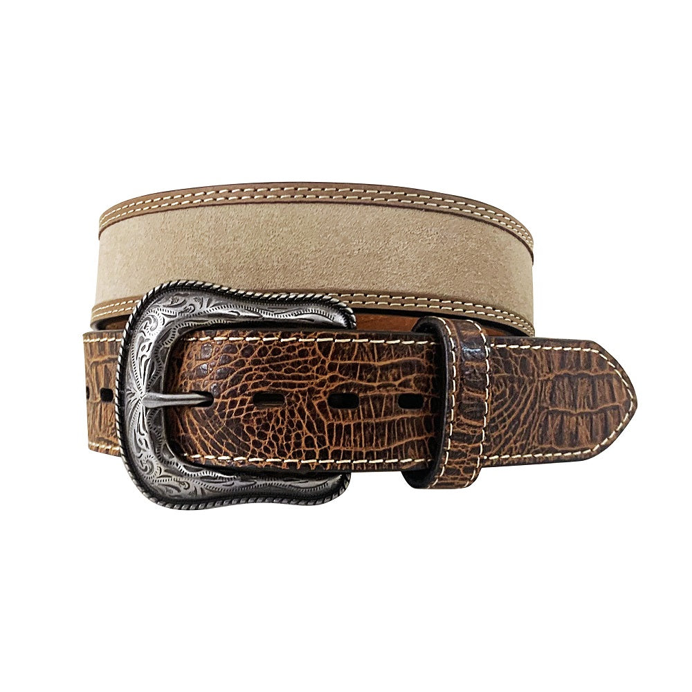 Roper Mens Belt | Suede Inlay with Tuscan Bambino Leather End Tabs