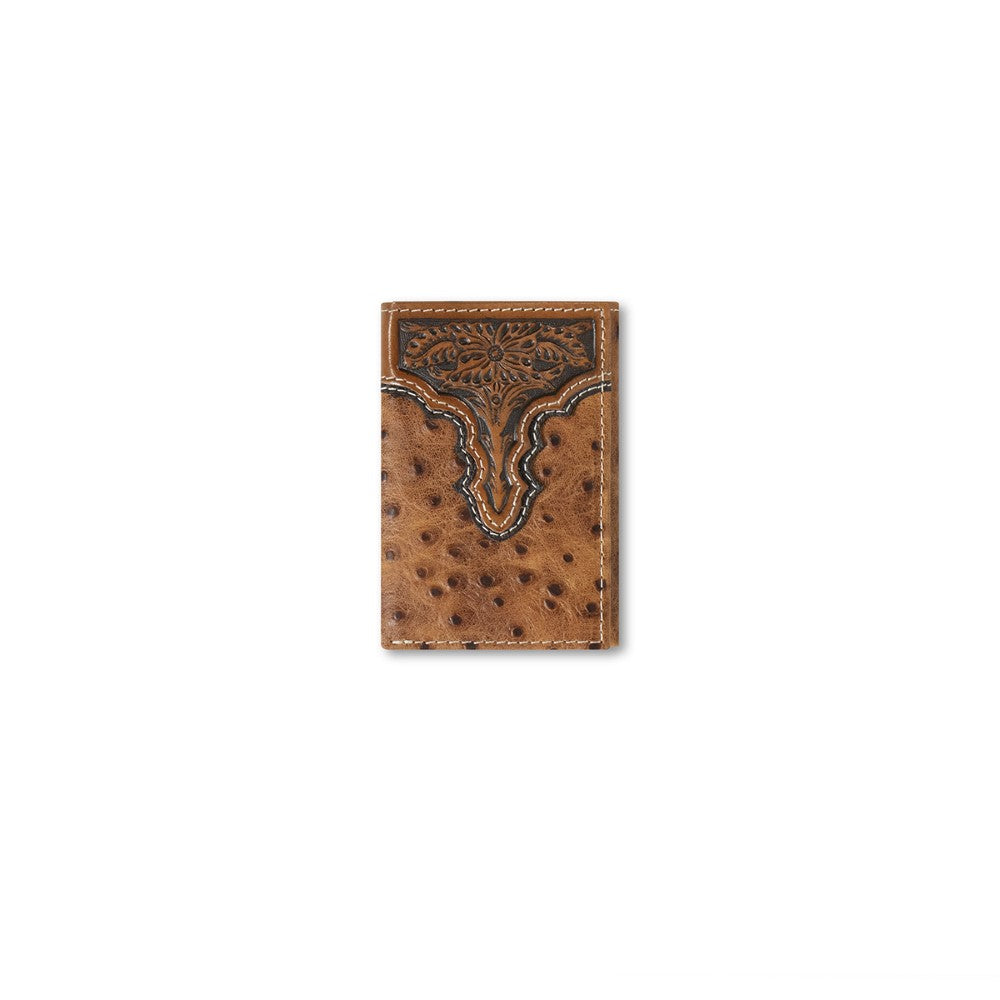 Ariat Trifold Wallet | Ostrich Floral Embossed