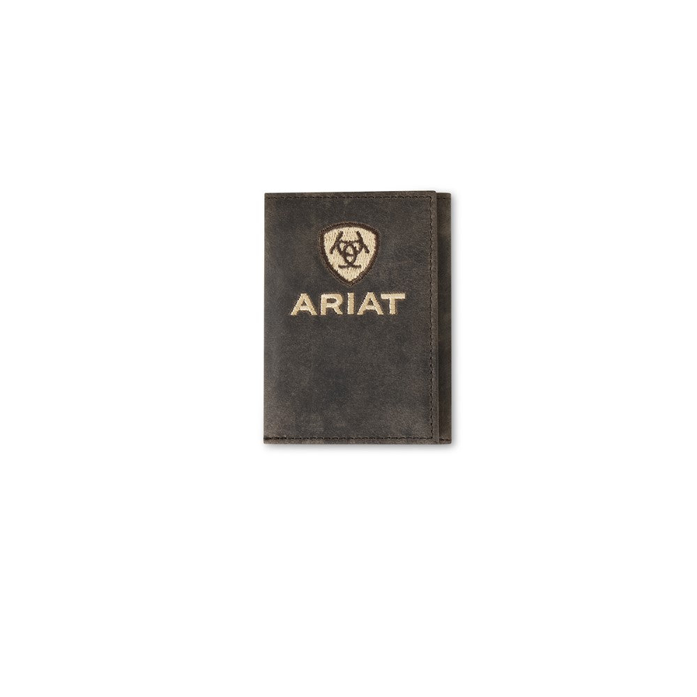 Ariat Trifold Wallet | Crazy Horse | Embroidered | Brown