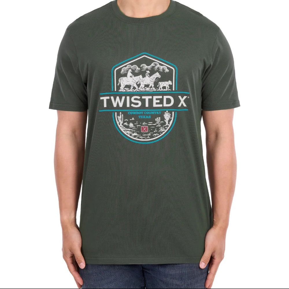 Twisted X Mens T-Shirt | Tim | Green